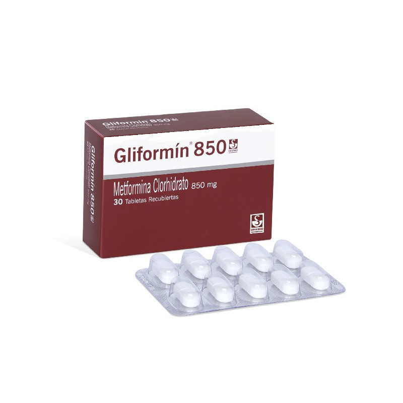 GLIFORMIN 850 MG 30 TABLETAS(PB) METFORMINA