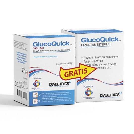 TIRAS REAC.GLUCOQUICK 50 GTS LANCETAS 50 GLUCOMETRIA