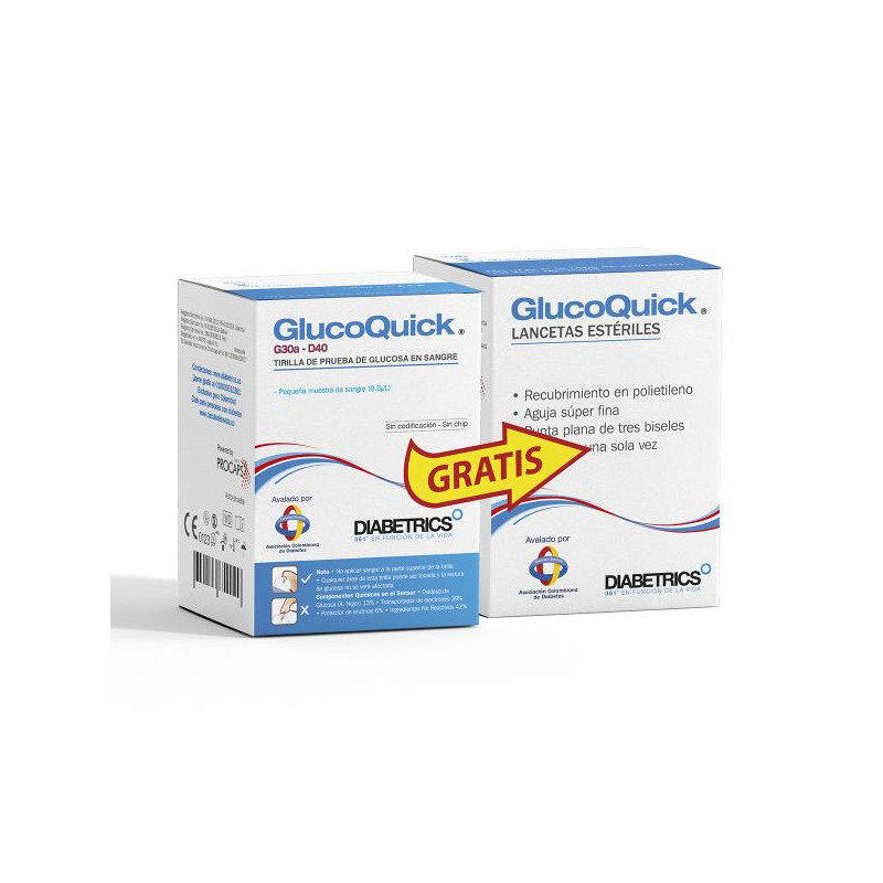 TIRAS REAC.GLUCOQUICK 50 GTS LANCETAS 50 GLUCOMETRIA