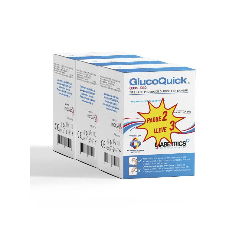 TIRAS REAC.GLUCOQUICK 50 PG 2 LLEVE 3(A) GLUCOMETRIA 