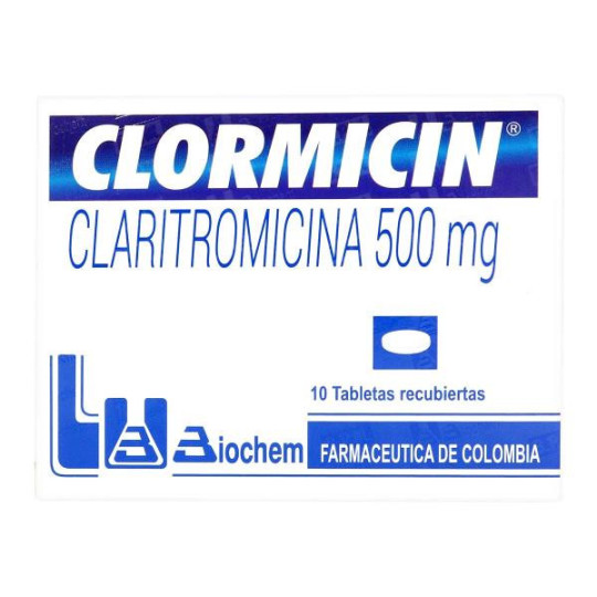 CLORMICIN 500 MG 10 TABLETAS CLARITROMICINA CLORMICIN 500 MG 10 TABLETAS CLARITROMICINA