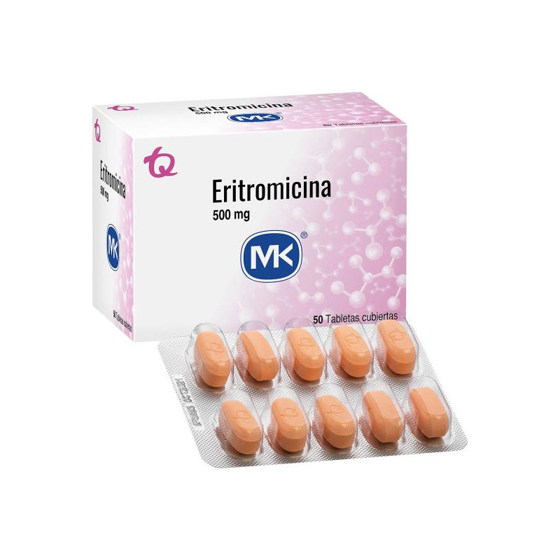 ERITROMICINA 500 MG 50 TABLETAS MK ERITROMICINA