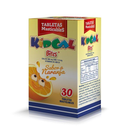 KIDCAL BITES NARANJA 30 TABLETAS SUPLEMENTO DE CALCIO