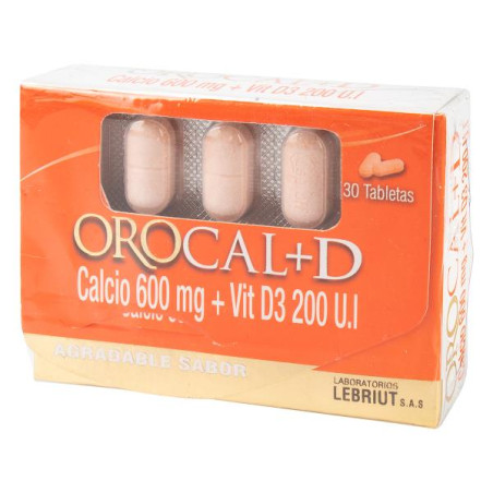 OROCAL D 30 TABLETAS MASTICABLES LP CARBONATO DE CALCIO