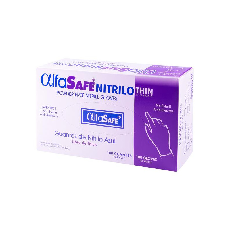 GUANTE NITRILO ALFA LIV.AZUL T.M 100 UDS GUANTES DE CIRUGIA