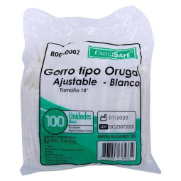 GORRO TIPO ORUGA BLANCO ALFA 100 UDS GORROS DESECHABLES