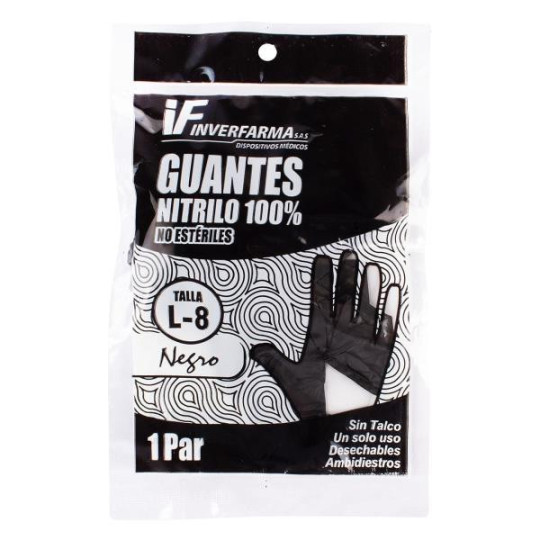 GUANTE DE NITRILO NEGRO L 2 UDS INVERF.