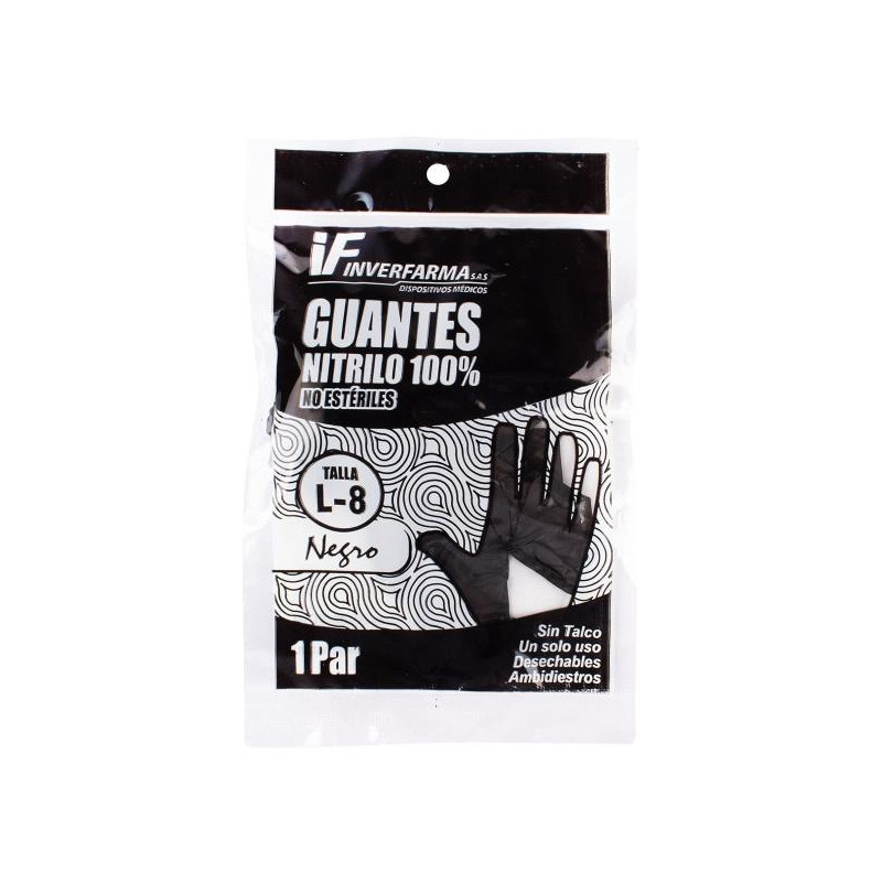 GUANTE DE NITRILO NEGRO L 2 UDS INVERF.