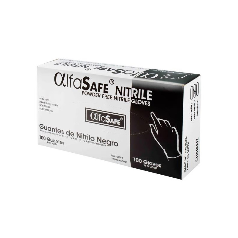 GUANTE NITRILO ALFA NEGRO T M 100 UDS GUANTES DE CIRUGIA
