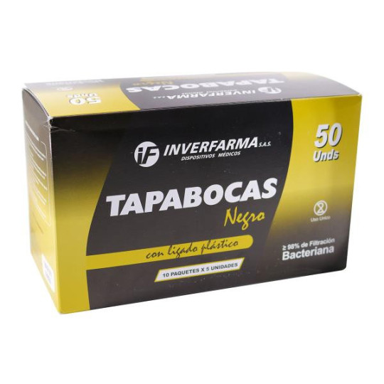 TAPABOCA NEGRO 50 UDS INVERFARMA