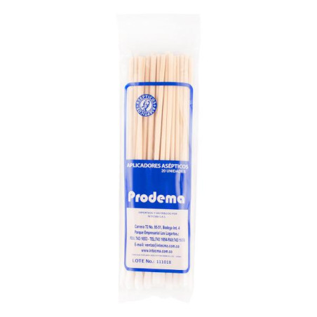 APLICADOR PRODEMA ALGODON MADERA 20 UDS APLICADORES