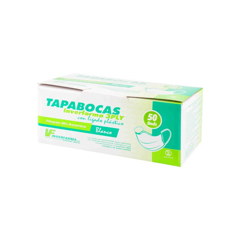 TAPABOCA DESECHABLE INVERF.BLAN.50 UDS