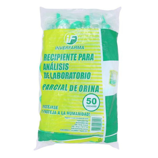 FRASCO RECOLECTOR ORINA INVERF.50 UDS EXAMEN