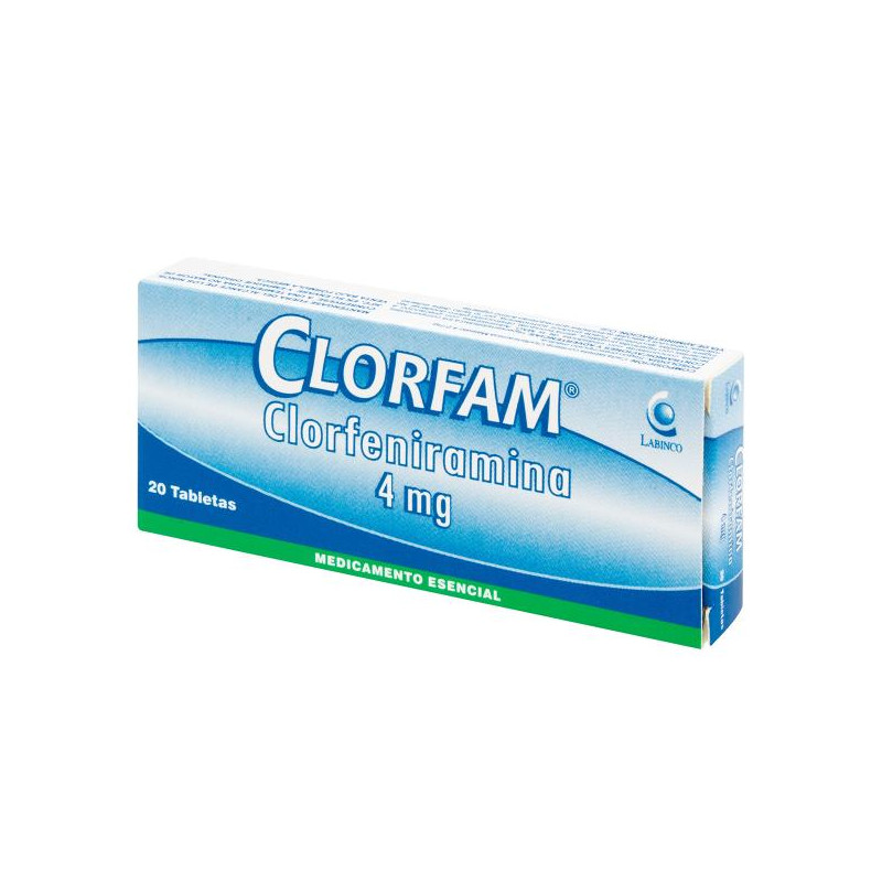 CLORFAM 4 MG 20 TABLETAS LB CLORFENIRAMINA