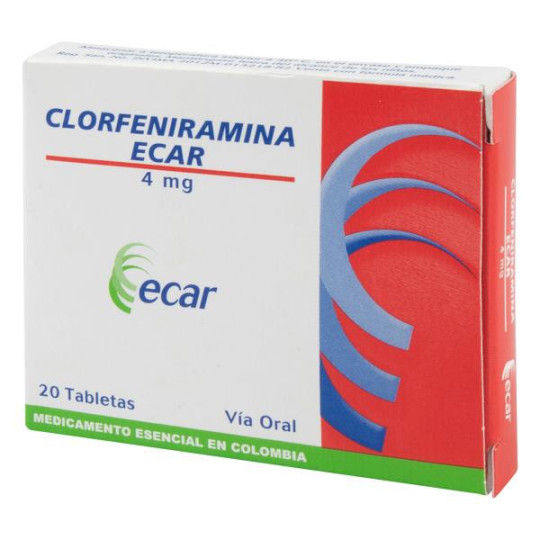 CLORFENIRAMINA 4 MG 20 TABLETAS EC CLORFENIRAMINA