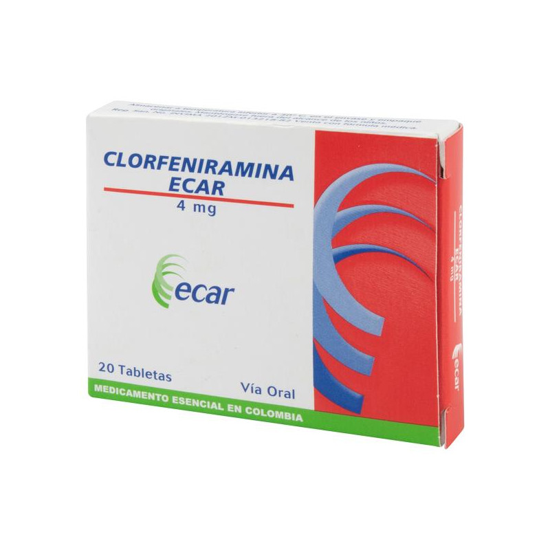 CLORFENIRAMINA 4 MG 20 TABLETAS EC CLORFENIRAMINA