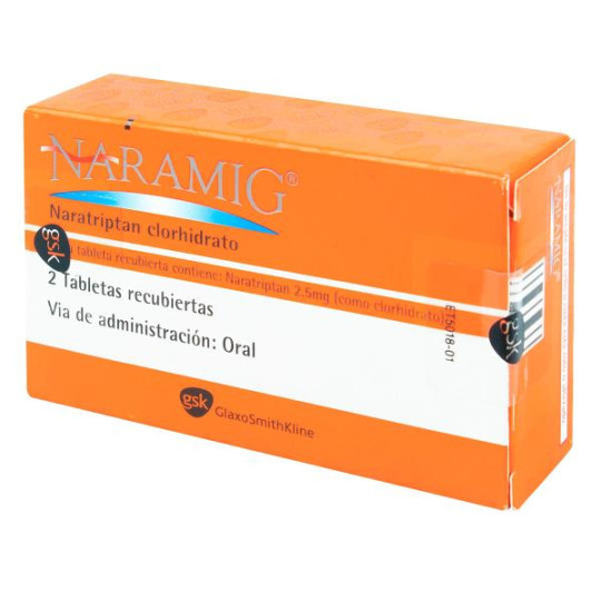 NARAMIG 2.5 MG 2 TABLETAS NARATRIPTAN NARAMIG 2.5 MG 2 TABLETAS NARATRIPTAN