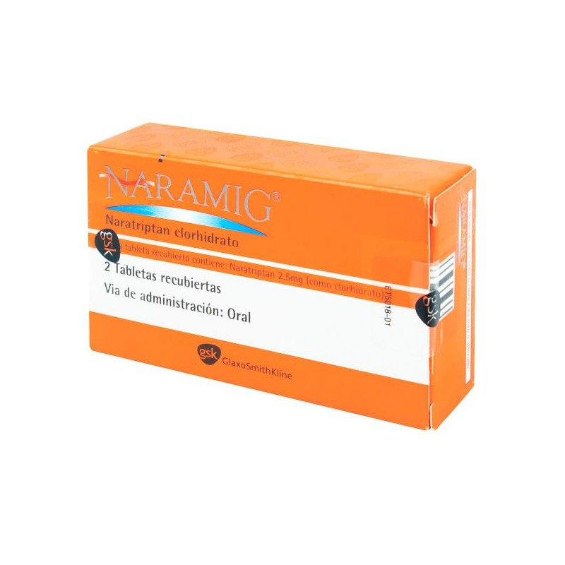 NARAMIG 2.5 MG 2 TABLETAS NARATRIPTAN NARAMIG 2.5 MG 2 TABLETAS NARATRIPTAN