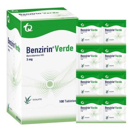 BENZIRIN VERDE EUCALIPTO 100 TABLETAS(A) BENCIDAMINA