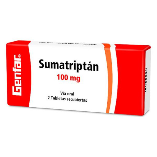 SUMATRIPTAN 100 MG 2 TABLETAS GF SUMATRIPTAN