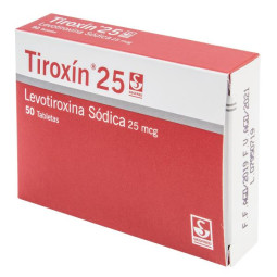 TIROXIN 25 MG 50 TABLETAS(PB) LEVOTIROXINA SODICA