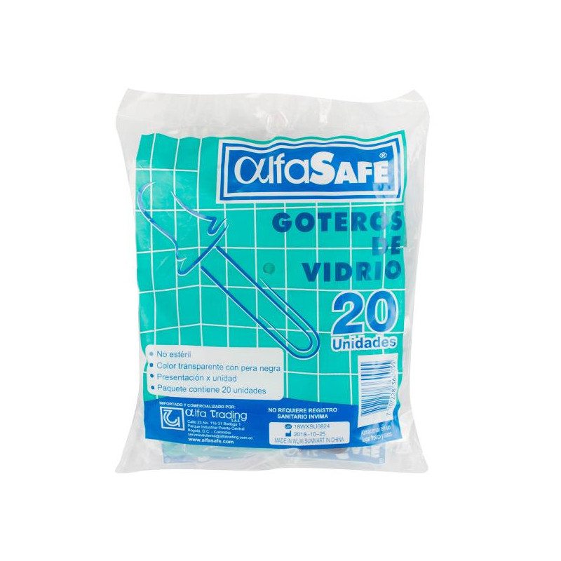 GOTERO DE VIDRIO ALFA BOLSA 20 UDS GOTEROS
