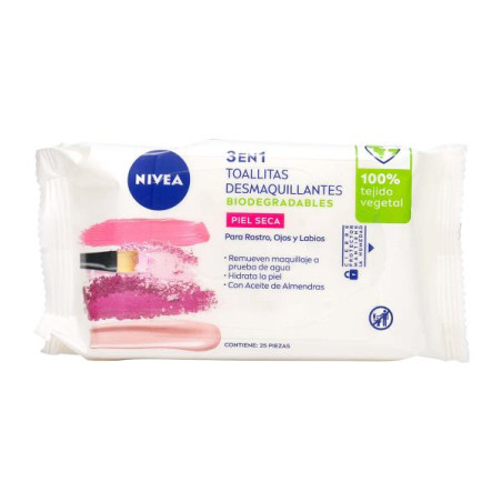 TOA DESMAQ NIVEA PIEL SECA Y SENSIB 25 UND. DESMAQUILLADORES