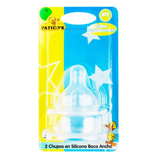 CHUPO PATICOS BOCA ANCHA SILICONA 2 UDS CHUPOS