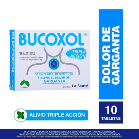 BUCOXOL TRIPLE ACCION COOLMINT 10 TBS BENCIDAMINA