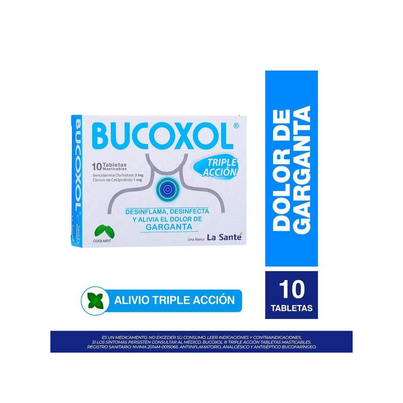 BUCOXOL TRIPLE ACCION COOLMINT 10 TBS BENCIDAMINA