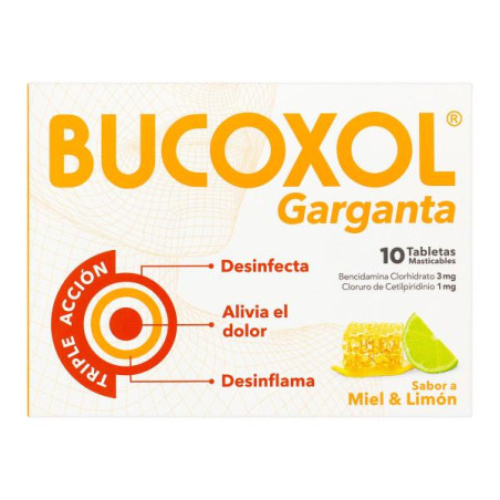 BUCOXOL TRIPLE ACCION MIEL LIMON 10 TBS BENCIDAMINA