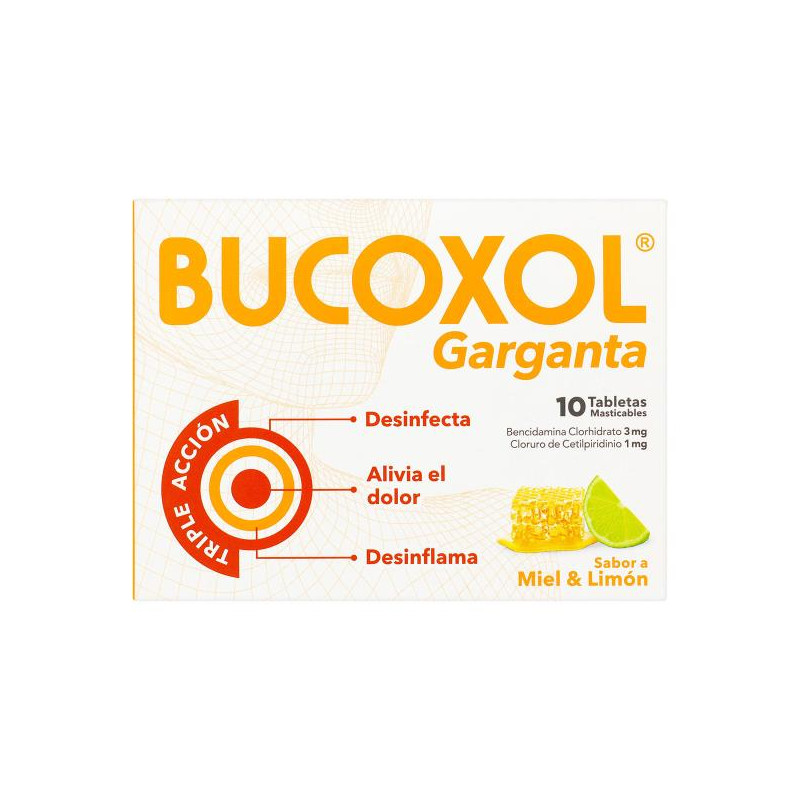 BUCOXOL TRIPLE ACCION MIEL LIMON 10 TBS BENCIDAMINA BUCOXOL TRIPLE ACCION MIEL LIMON 10 TBS BENCIDAMINA