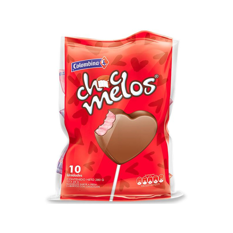 CHOCMELOS CORAZON 10 UNIDADES 