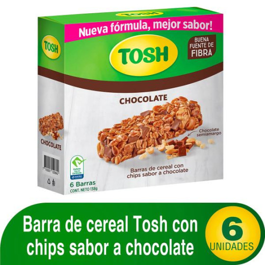 BARRA CEREAL TOSH CHOCOLATE 23G 6 UDS 