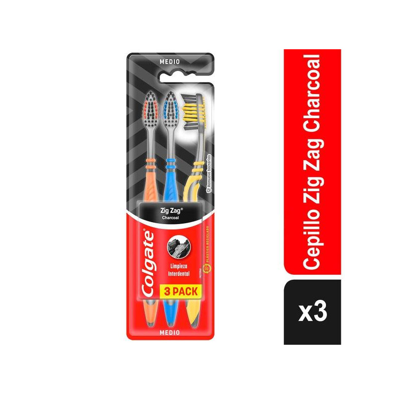 3 CEP.DENTAL COLGATE ZIG ZAG CHARCOAL 