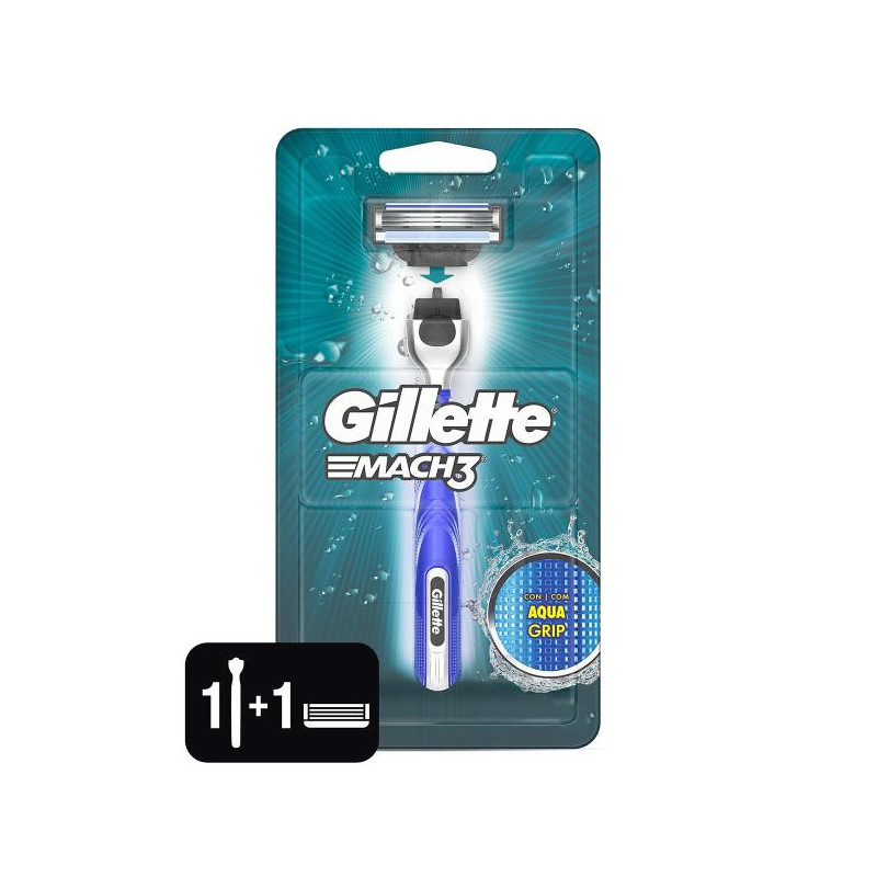 MAQ.AFEITAR GILLETTE MACH 3 AQUA GRIP 