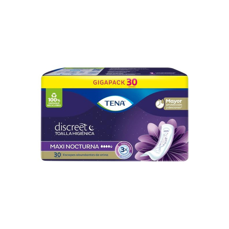 TOA.TENA DISCREET MAXI NIGHT 30 UND TOALLAS