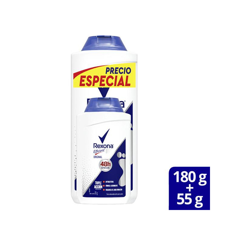 TALCO REXONA EFFICIENT 180 GR 55 GR S.OF TALCOS