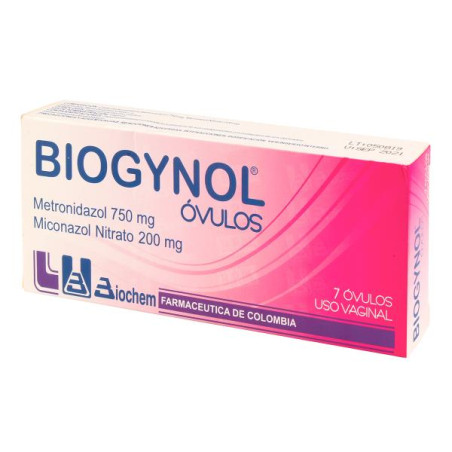 BIOGYNOL 7 OVULOS VAG. METRONIDAZOL-NITRATO DE MICONAZOL