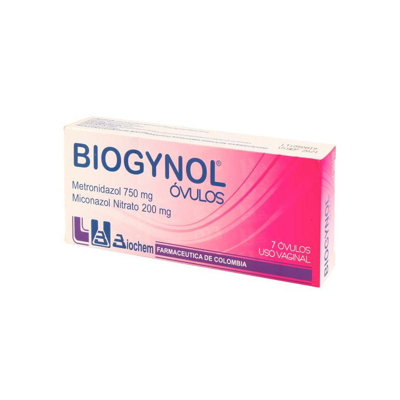 BIOGYNOL 7 OVULOS VAG. METRONIDAZOL-NITRATO DE MICONAZOL